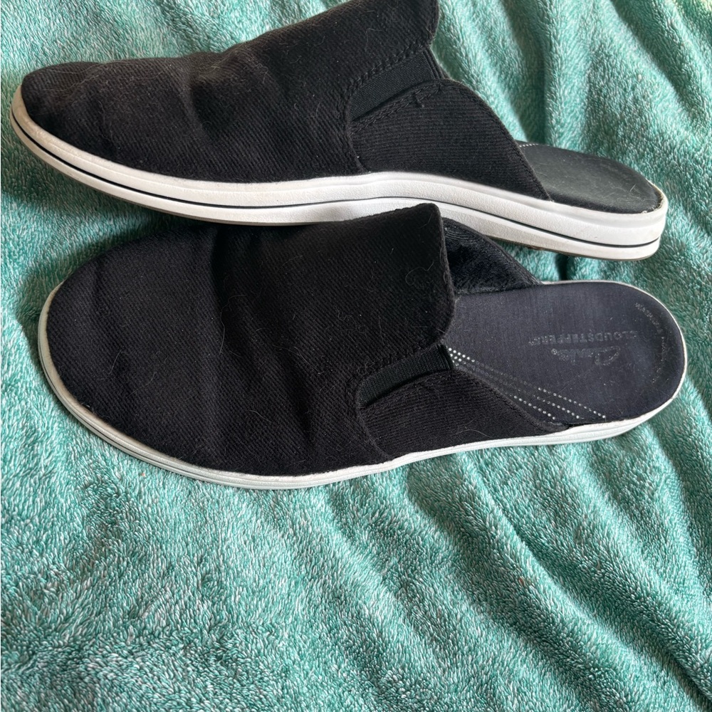 Cloudsteppers by Clarks Black Slip-On Loafers with Canvas Upper